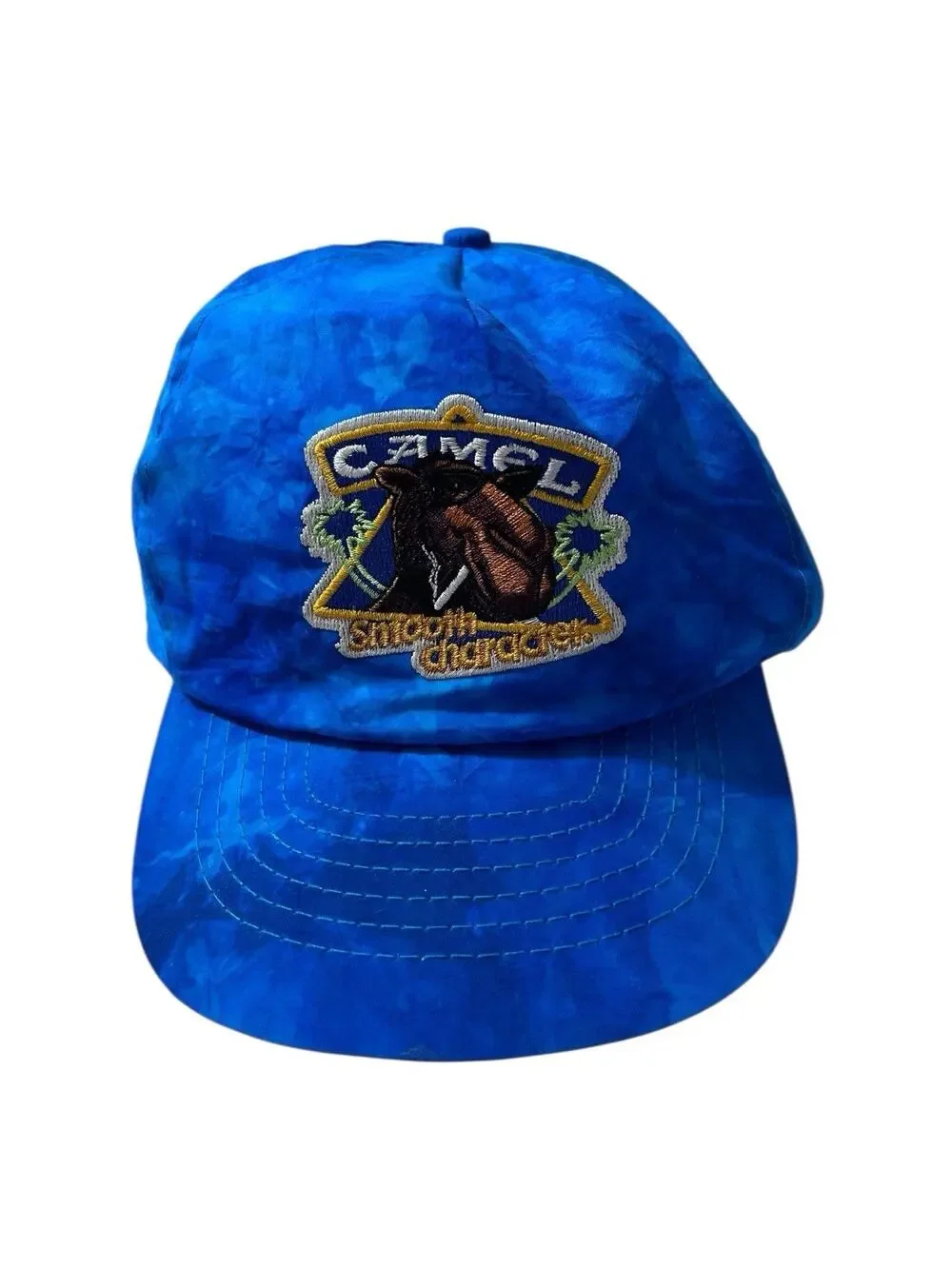 Vintage 90’s Joe Camel “Smooth Character” Blue Tie Dye Snapback Hat Cap - Nylon